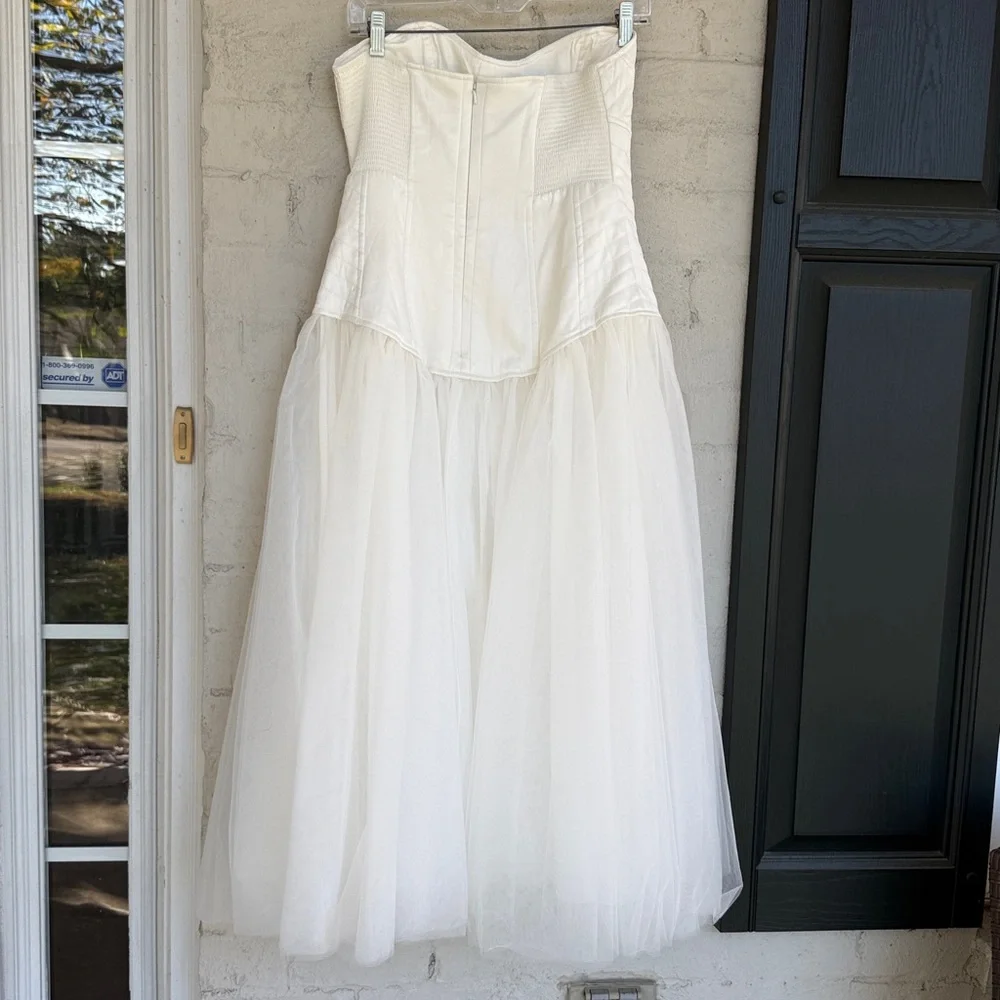 NWT Anthropologie BHLDN Strapless Satin/Tulle-Skirt Tea Length Dress Medium - Picture 8 of 16
